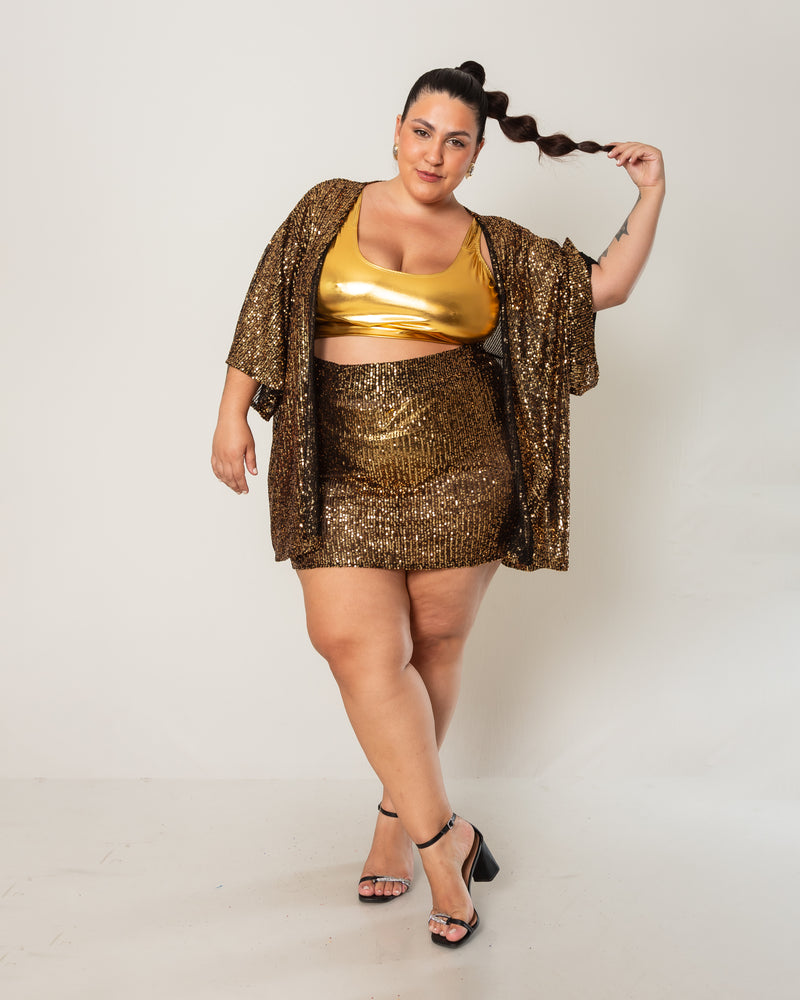 Saia Paetê Dourada